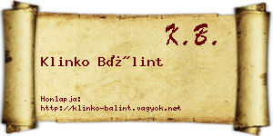 Klinko Bálint névjegykártya