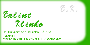 balint klinko business card