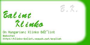 balint klinko business card